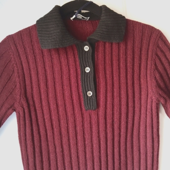 PRADA💥New💥Vintage Burgundy Cashmere Short-sleeve Sweater - Picture 4 of 5